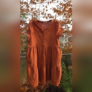 GAP Kids XXL Girl's Burnt Orange Gauze Dress w/ Pockets